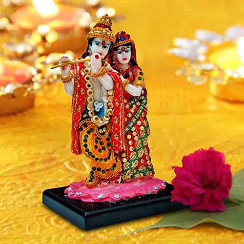 Sacred Blessings Resin Lord Radha Krishna Idol Statue Gift Showpiece (12.5 x 8.5 x 18) cm, Multicolour, 1 Piece - Image 1