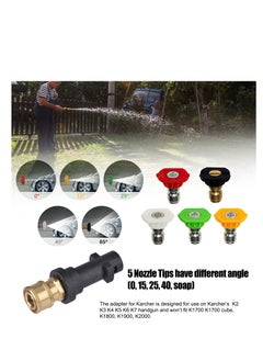 SYOSI Pressure Washer Adapter, Quick Connect Adapter with 5 Power Nozzle Tips Multiple Degrees, 1/4'' Quick Connect Female Fitting, for Karcher K Series K2 K3 K4 K5 K6 K7  - Image 5