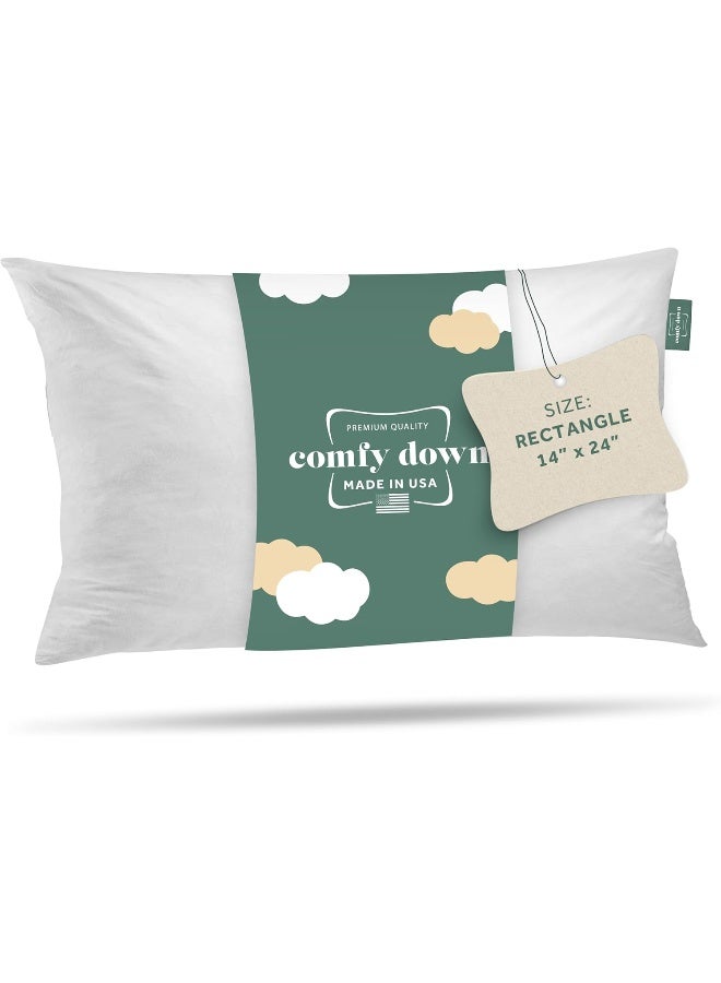 ComfyDown Decorative Throw Pillow Insert, Down and Feather Fill, 100% Cotton Cover, 233 Thread Count - Made in USA (14 X 24) - Image 1