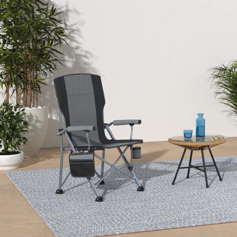 EDUTREE Folding Camping Chair – Lightweight & Portable Outdoor Camping Chair with Storage Pocket, Supports Up to 300KG, Comfortable Seat, Ideal for Hiking, Picnics & Outdoor Parties (Grey) - Image 2