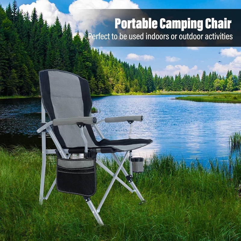 EDUTREE Folding Camping Chair – Lightweight & Portable Outdoor Camping Chair with Storage Pocket, Supports Up to 300KG, Comfortable Seat, Ideal for Hiking, Picnics & Outdoor Parties (Grey) - Image 4