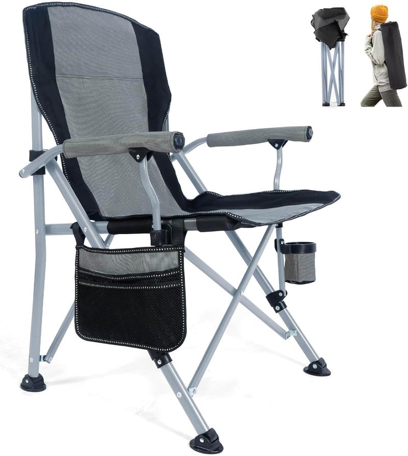 EDUTREE Folding Camping Chair – Lightweight & Portable Outdoor Camping Chair with Storage Pocket, Supports Up to 300KG, Comfortable Seat, Ideal for Hiking, Picnics & Outdoor Parties (Grey) - Image 1