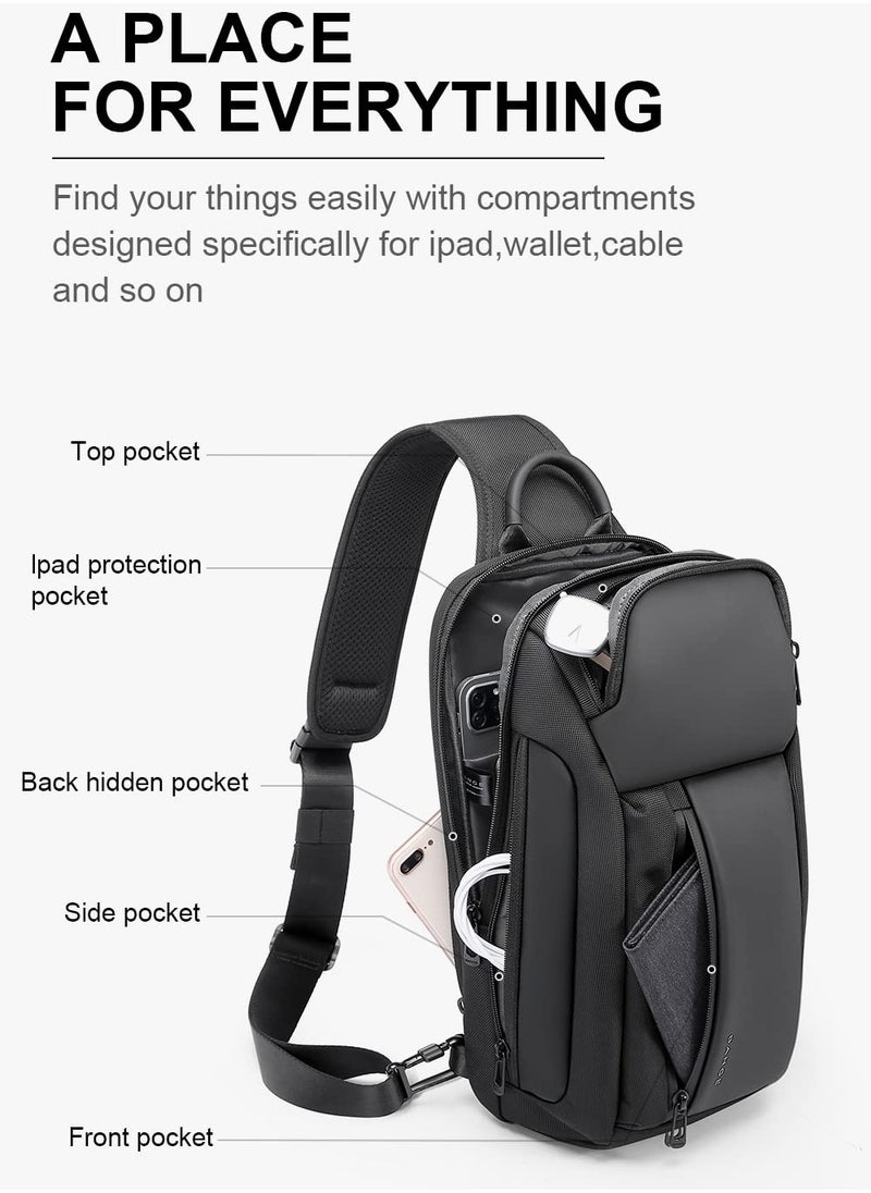 Excefore Sling Bag Crossbody Shoulder Backpack for Men Women,Casual Rucksack for Hiking Daypack Waterproof Sling Chest Bag, unisex crossbody bag for travel and hiking  - Image 3