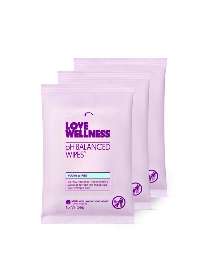 Love Wellness pH Balancing Wipes for Women | Fragrance-Free | Vulva Cleanser for Balanced pH, Intimate Health & Hygiene | Non-Irritating with Aloe Vera for Sensitive Skin | Travel Size | 3-Pack - Image 1