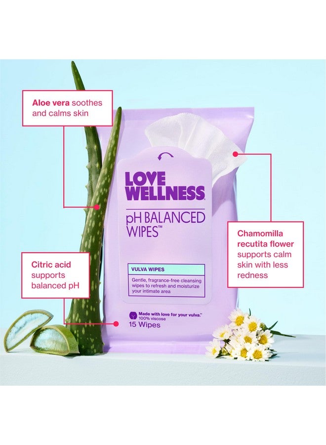 Love Wellness pH Balancing Wipes for Women | Fragrance-Free | Vulva Cleanser for Balanced pH, Intimate Health & Hygiene | Non-Irritating with Aloe Vera for Sensitive Skin | Travel Size | 3-Pack - Image 4
