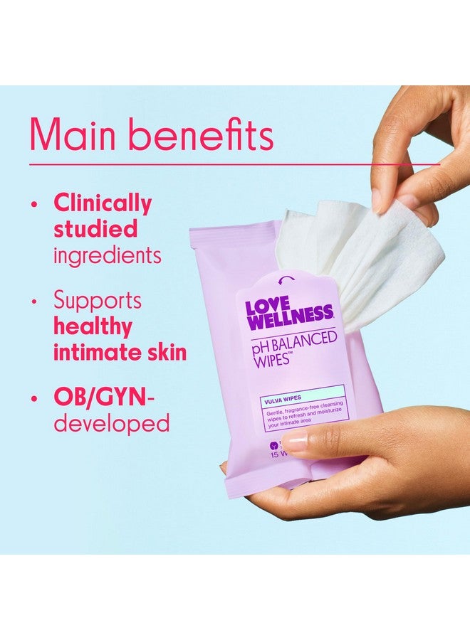 Love Wellness pH Balancing Wipes for Women | Fragrance-Free | Vulva Cleanser for Balanced pH, Intimate Health & Hygiene | Non-Irritating with Aloe Vera for Sensitive Skin | Travel Size | 3-Pack - Image 3