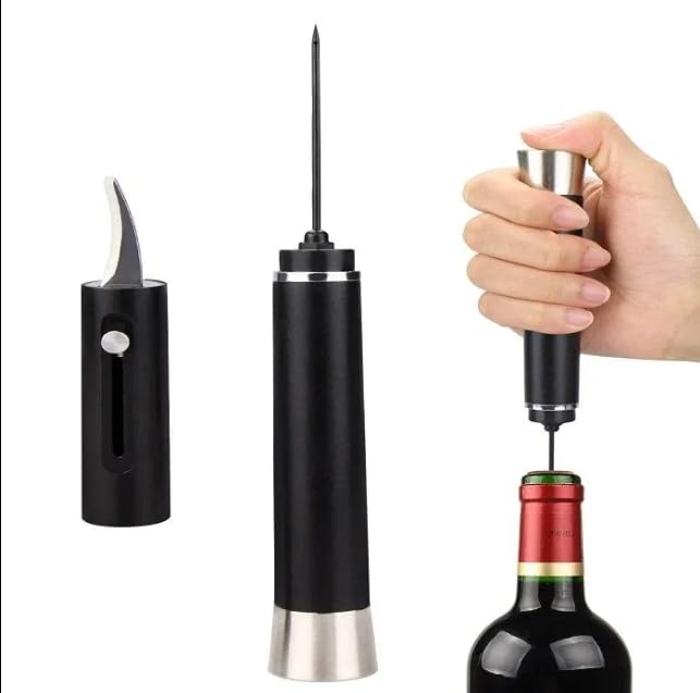 GION Air Pump Wine Bottle Opener Portable Stainless Steel Pin Cork Remover Air Pressure Corkscrew Kitchen Tools Bar Accessories Corkscrew Tool with Blade 1Pcs - Image 1
