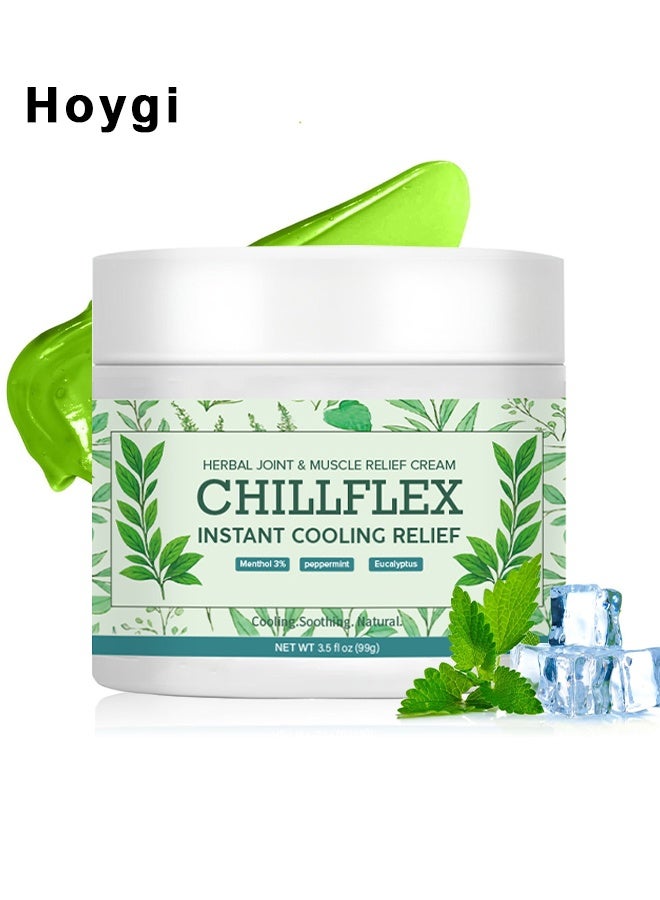 Hoygi CHILLFLEX Instant Cooling Relief, Herbal Joint & Muscle Relief Cream, Menthol Soothing Cream, Instant Cooling Relief Cream, Herbal Menthol Soothing Gel, Fast-Acting Relief Creams For Muscle & Joint Discomfort, Joint Activities Throughout The Body, 99G - Image 1