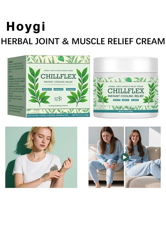 Hoygi CHILLFLEX Instant Cooling Relief, Herbal Joint & Muscle Relief Cream, Menthol Soothing Cream, Instant Cooling Relief Cream, Herbal Menthol Soothing Gel, Fast-Acting Relief Creams For Muscle & Joint Discomfort, Joint Activities Throughout The Body, 99G - Image 2