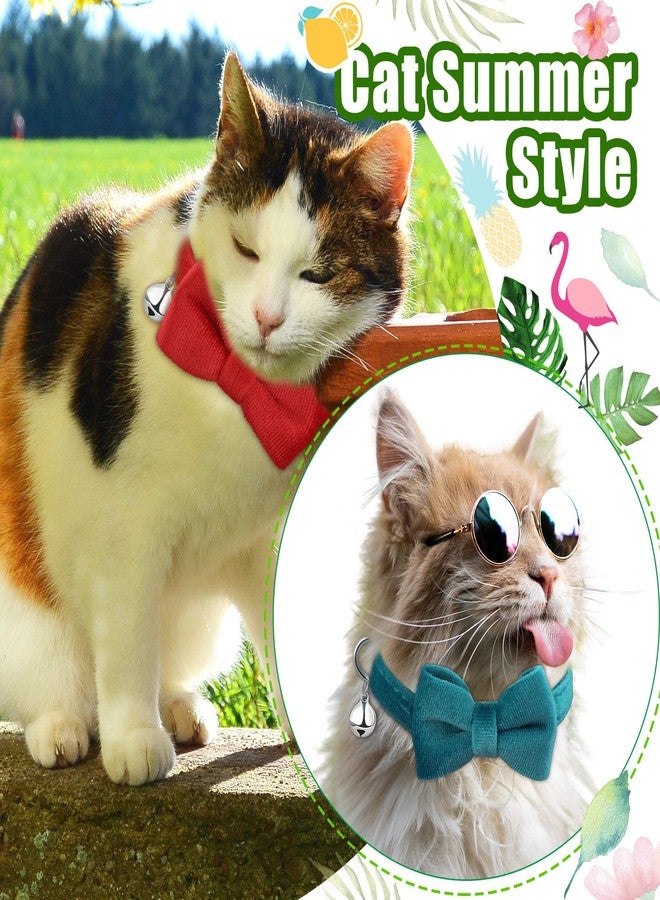 Weewooday 4 Pieces Cat Bow Tie Collar with Bell Breakaway Cat Comfortable Velvet with Cute Safety Pet Collar for Pet Kitten Puppy(Small,Black, Red, Purple, Blue) - Image 4