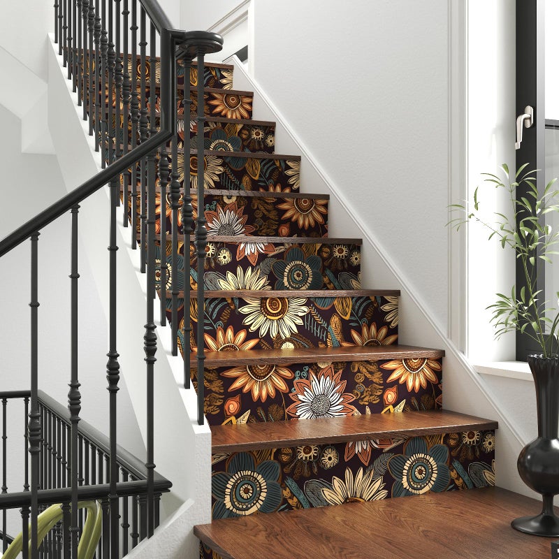 Laatse Boho Peel and Stick Wallpaper 17.5in x 393in Dark Floral Botanical Wall Paper Vinyl Waterproof Self-Adhesive Vintage Floral Contact Paper for Walls Drawers Bookcase Cabinets - Image 3