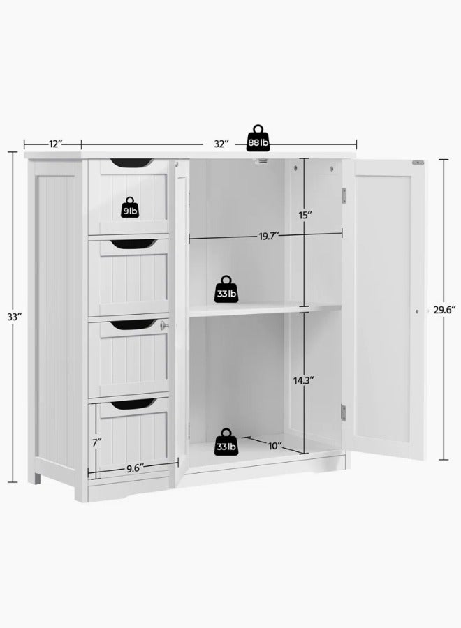 Generic Freestanding Bathroom Cabinet with 4 Drawers and Adjustable Shelf  - Image 3