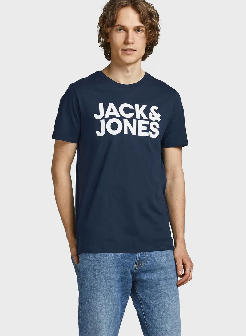 JACK & JONES Logo Slim Fit Crew Neck T-Shirt