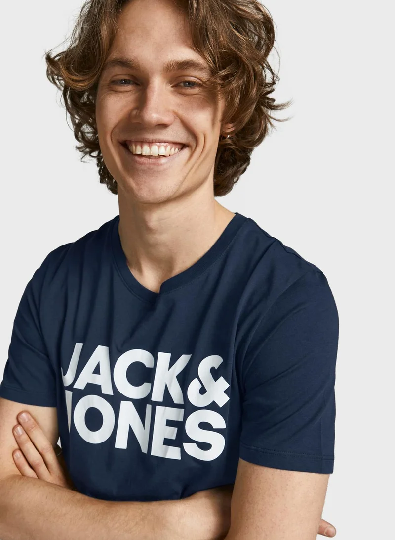 JACK & JONES Logo Slim Fit Crew Neck T-Shirt