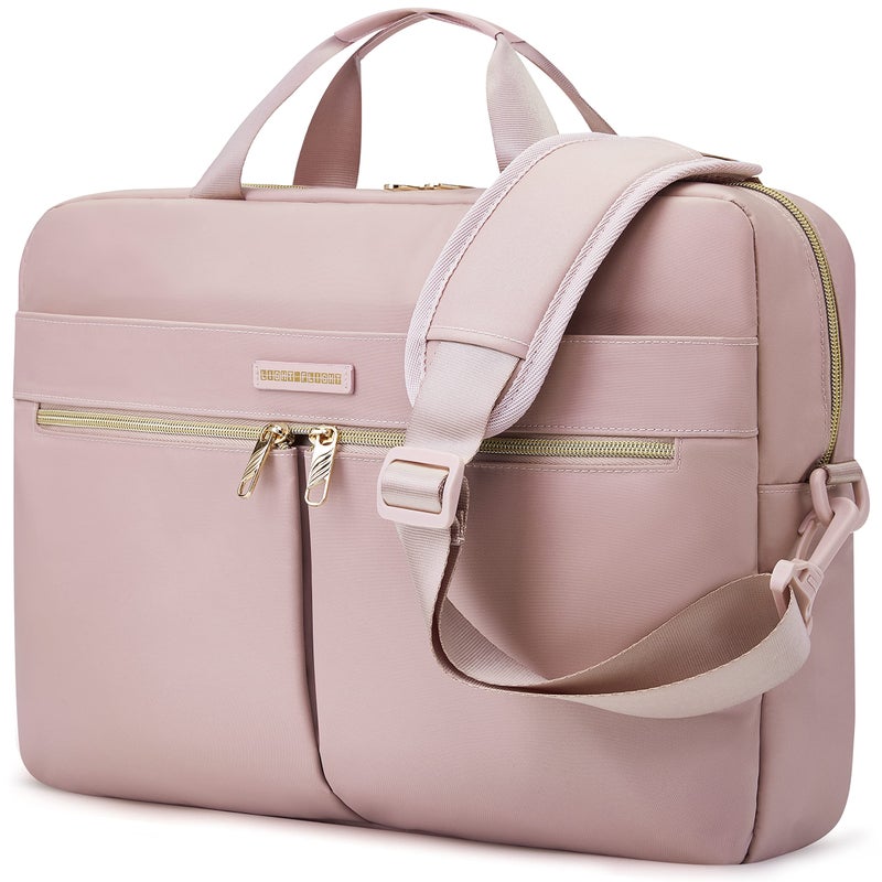 LIGHT FLIGHT 17.3 Inch Laptop Bag, Travel Business Briefcase,Water-Repellent Shoulder Messenger Bag,Large Computer Bag for Women Work Office,Nylon,Pink - Image 1