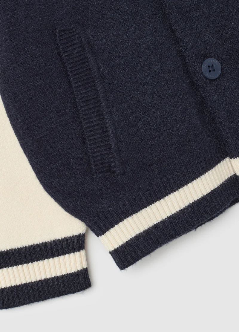 او في اس CHILDREN'S CARDIGAN IN BLUE AND CREAM BLEND REGULAR FIT