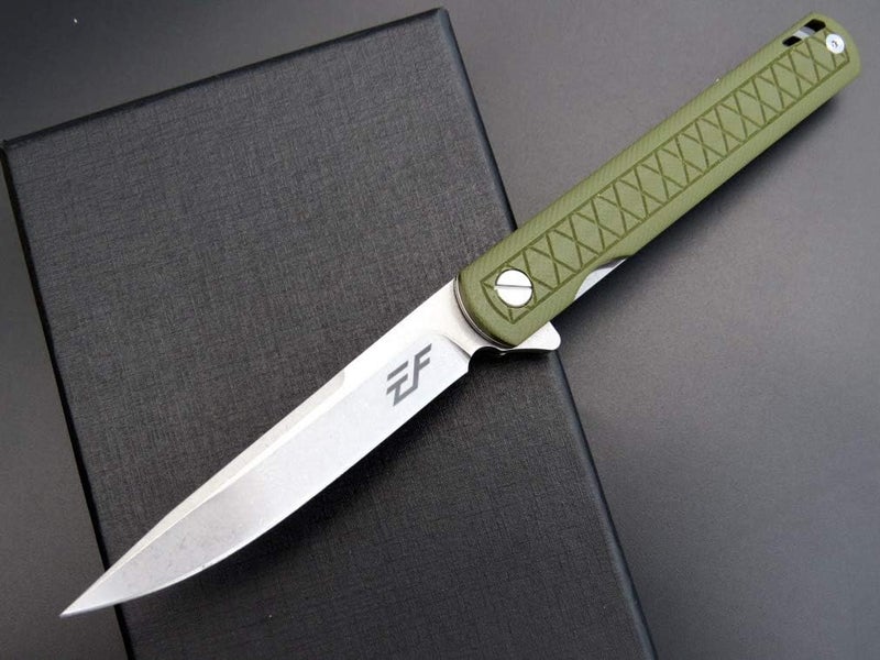 Eafengrow EF16 Folding Knife Flipper Ball Bearing Point D2 Blade G10 Handle with Pocket Clip Everday Carry Pocket Knife Liner Lock Camping Tactical Outdoor Multitool (Army Green) - Image 3