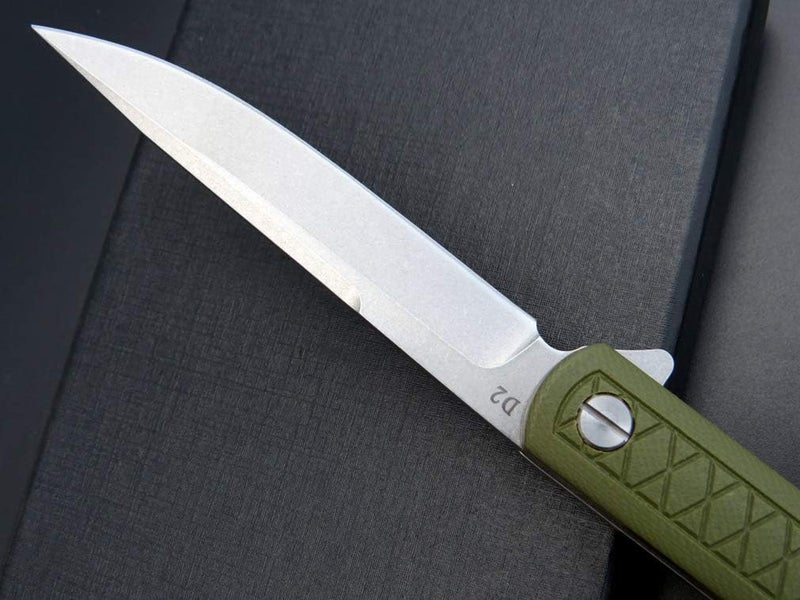 Eafengrow EF16 Folding Knife Flipper Ball Bearing Point D2 Blade G10 Handle with Pocket Clip Everday Carry Pocket Knife Liner Lock Camping Tactical Outdoor Multitool (Army Green) - Image 4
