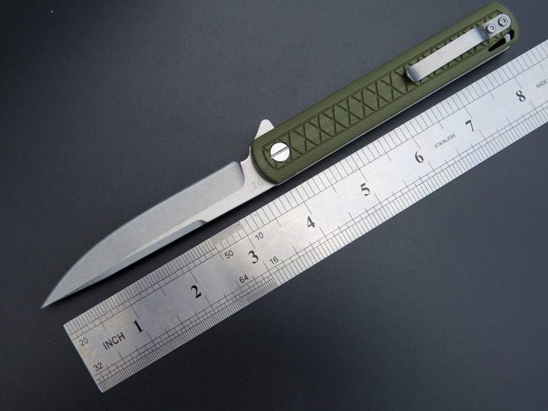 Eafengrow EF16 Folding Knife Flipper Ball Bearing Point D2 Blade G10 Handle with Pocket Clip Everday Carry Pocket Knife Liner Lock Camping Tactical Outdoor Multitool (Army Green) - Image 2