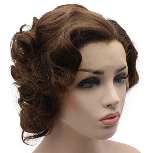 iwonawig Short Curly Synthetic Lace Front Brown Mix Heat Friendly Stylish Wig - Image 2