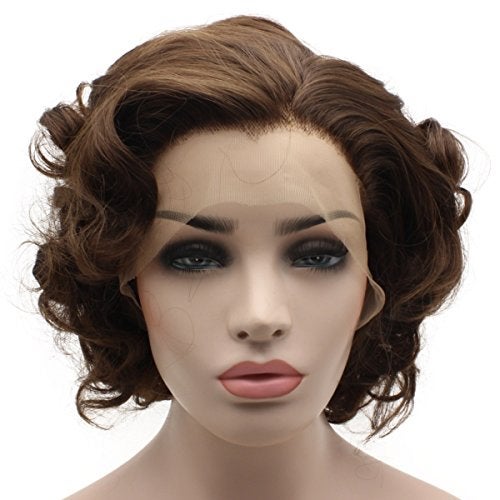 iwonawig Short Curly Synthetic Lace Front Brown Mix Heat Friendly Stylish Wig - Image 5