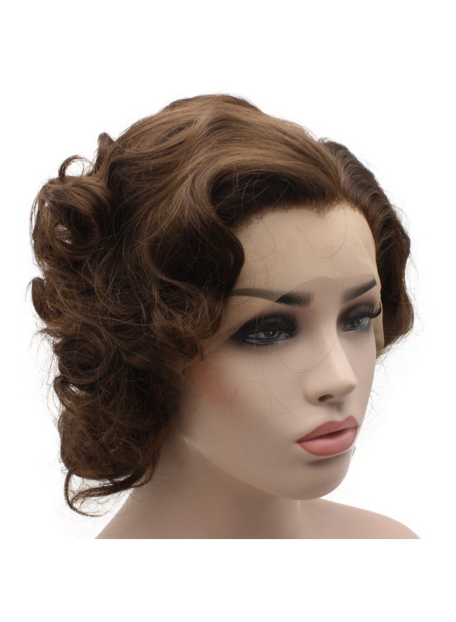 iwonawig Short Curly Synthetic Lace Front Brown Mix Heat Friendly Stylish Wig - Image 3