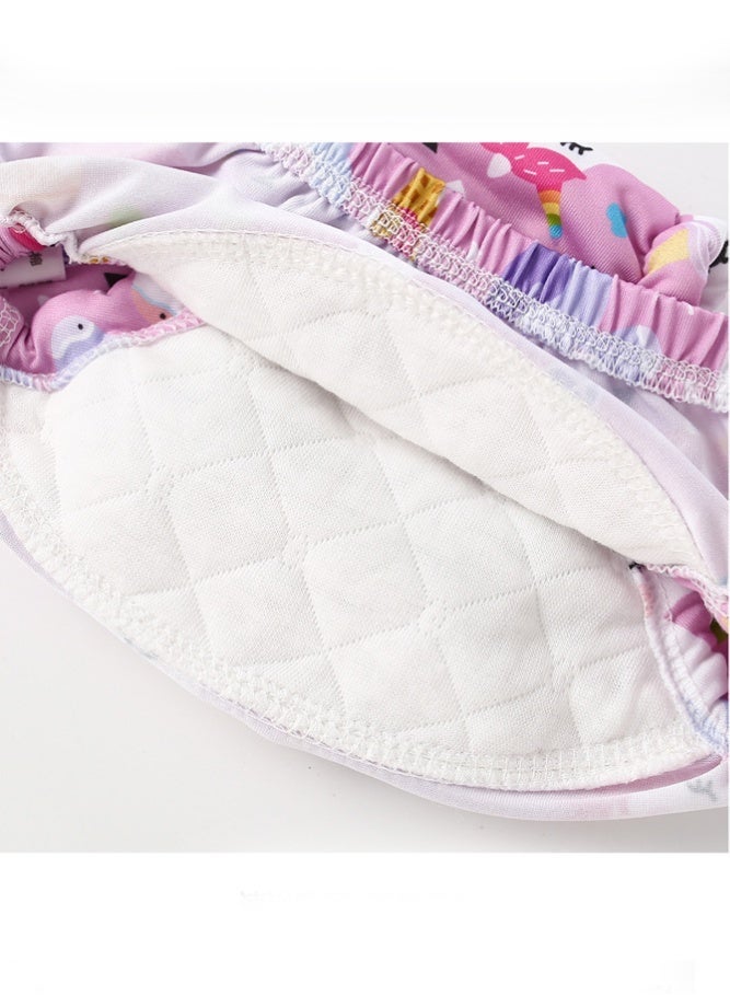 ملابس داخلية للتدريب على استخدام المرحاض، 4 قطع، سراويل حفاضات ناعمة وجيدة التهوية بطبعة كرتونية للاستخدام النهاري والليلي، سراويل تدريب للجنسين بتصميمات حيوانات وزهور لطيفة، سراويل للاستخدام مرة واحدة في جميع المواسم لسهولة العناية بالغسيل اليدوي، ومنع الحوادث (مقاس كبير) - Image 3