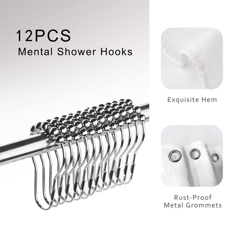 Riyidecor Periodic Table of Elements Shower Curtain 60Wx72H Inch Colorful Science Technology Kids Chemical School Students Bathroom Decor Fabric Polyester Waterproof 12 Pack Hooks - Image 4