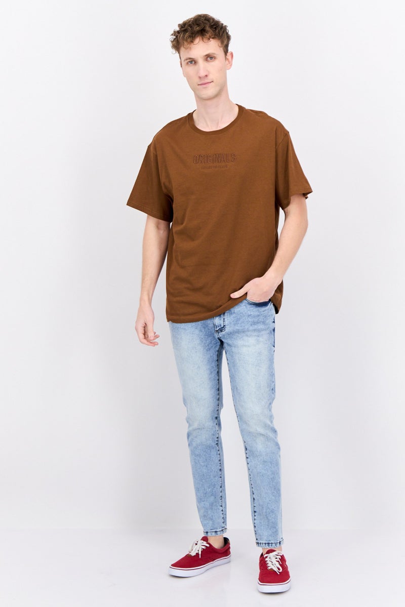 Originals by Brooklyn Cloth Men Crew Neck Short Sleeve  Embroidered Logo T-Shirt, Brown  - Image 4