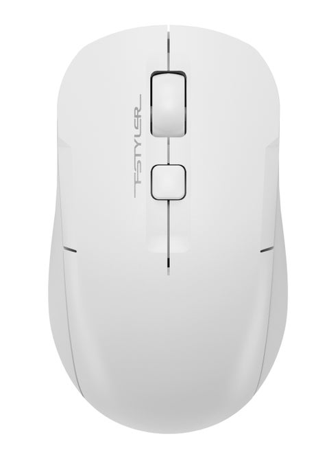 ماوس لاسلكي مزدوج الوظائف بنقرة صامتة FG16CS Air 2 من Fstyler، [مكتبي + هوائي]، قابل لإعادة الشحن من النوع C، بدقة 2000 نقطة في البوصة، 4 مستويات قابلة للتعديل، وضع ضبط مضاد للنوم، أبيض