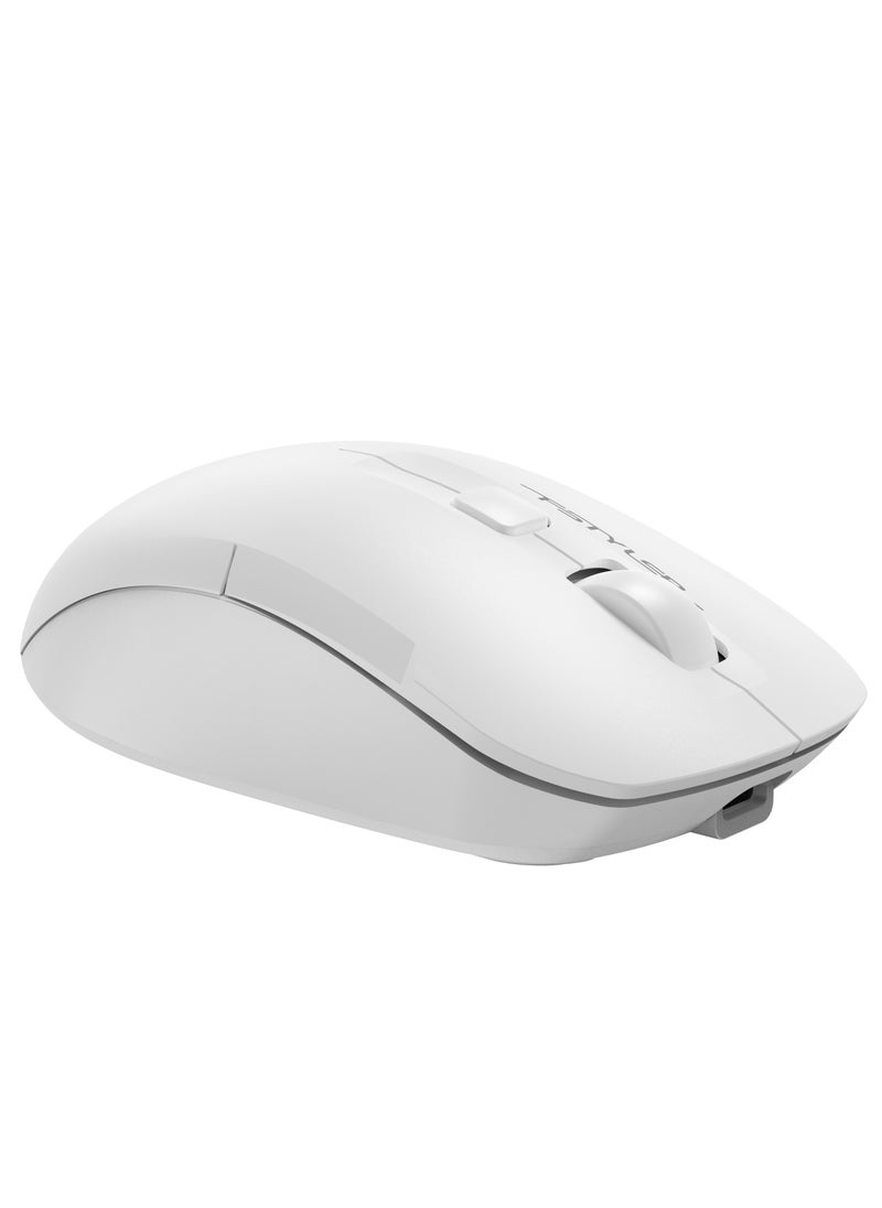 A4TECH Fstyler Dual Functions Silent Click Wireless Mouse FG16CS Air 2, [ Desk + Air ], Type-C Rechargeable, 2000 DPI 4-Level Adjustable, Anti-Sleep Setting Mode, White  - Image 3