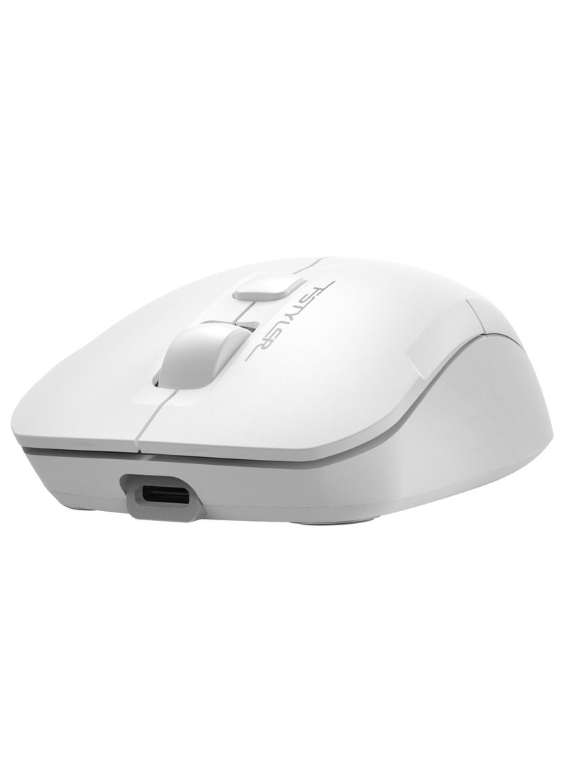 A4TECH Fstyler Dual Functions Silent Click Wireless Mouse FG16CS Air 2, [ Desk + Air ], Type-C Rechargeable, 2000 DPI 4-Level Adjustable, Anti-Sleep Setting Mode, White  - Image 4