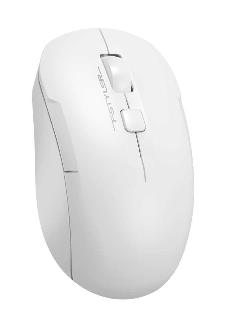 A4TECH Fstyler Dual Functions Silent Click Wireless Mouse FG16CS Air 2, [ Desk + Air ], Type-C Rechargeable, 2000 DPI 4-Level Adjustable, Anti-Sleep Setting Mode, White  - Image 5