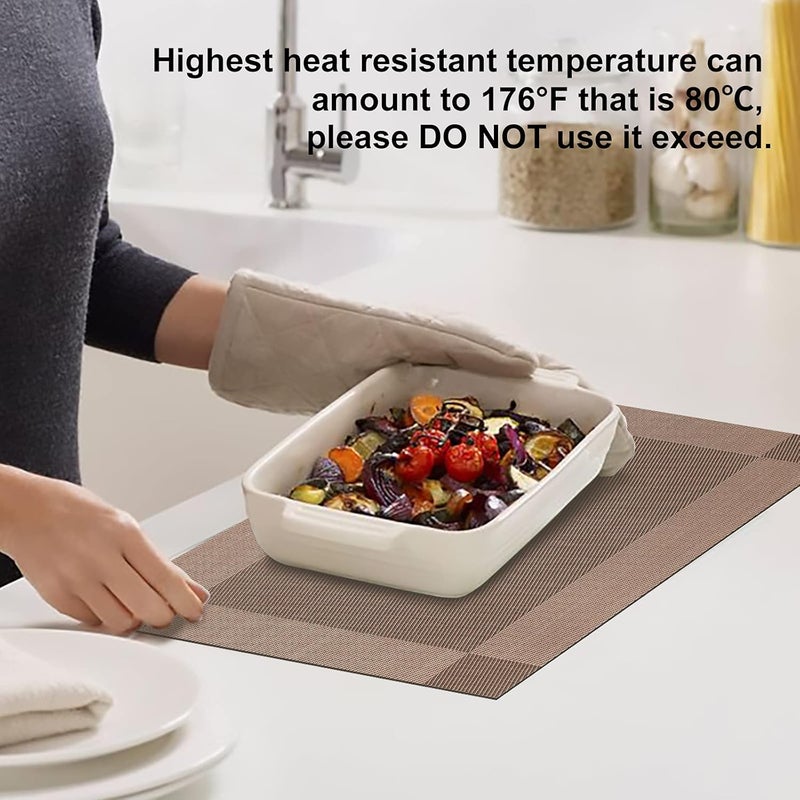 Aofmee Placemats Set of 4, Heat Resistant Place Mats, Washable Durable PVC Table Mats, Woven Vinyl Plastic Placemats for Dining Table, Non-Slip Stain Resistant Kitchen Table Placemats, Easy to Clean - Image 3