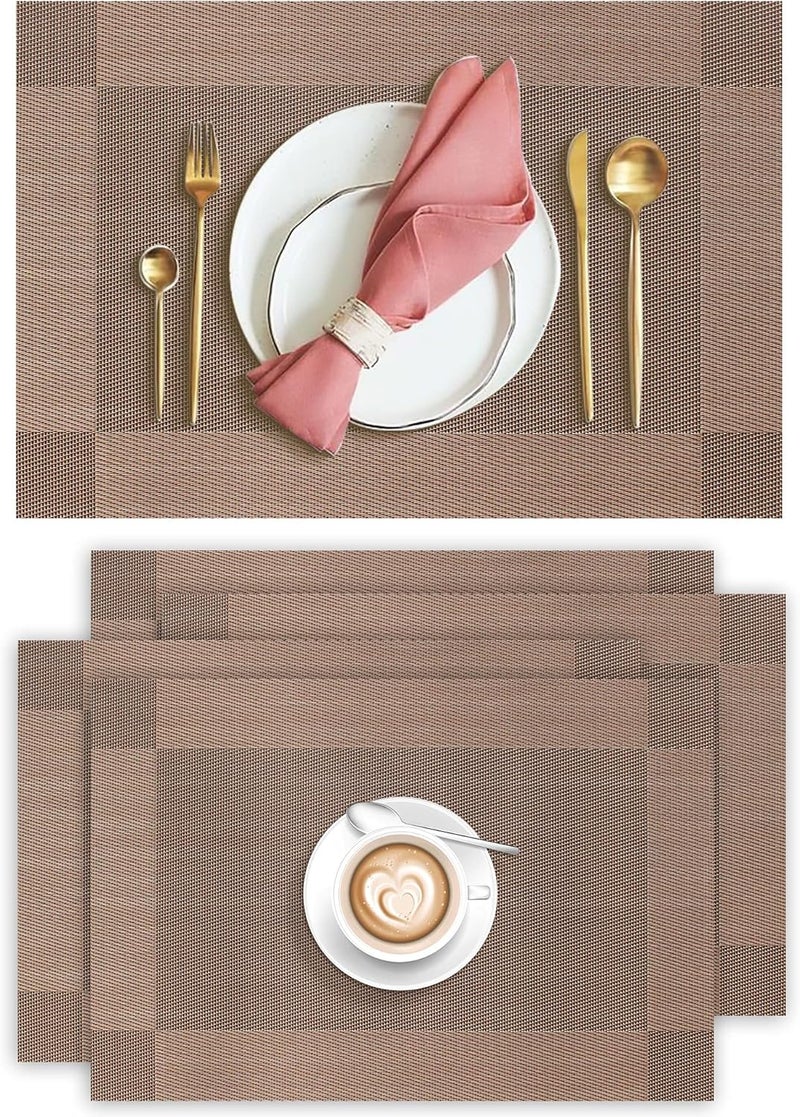 Aofmee Placemats Set of 4, Heat Resistant Place Mats, Washable Durable PVC Table Mats, Woven Vinyl Plastic Placemats for Dining Table, Non-Slip Stain Resistant Kitchen Table Placemats, Easy to Clean - Image 1