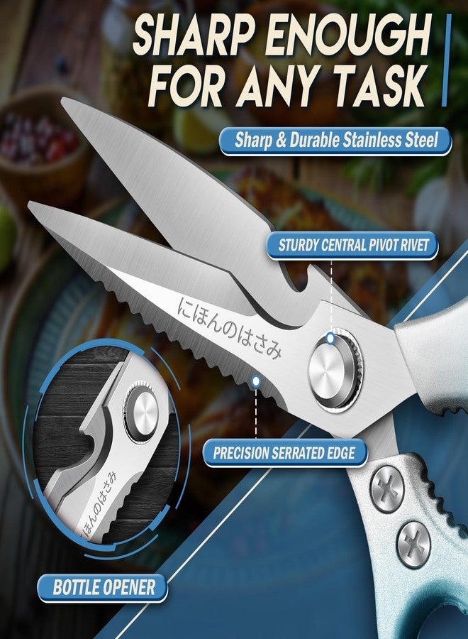 TIJERAS Kitchen Scissors Set Blue - Stainless Steel Kitchen Shear, Sharp Meat Scissors Dishwasher Safe, Heavy Duty Poultry Shears, Japanese Cooking Scissor for Food, Chicken,Turkey, Christmas Gifts - Image 4