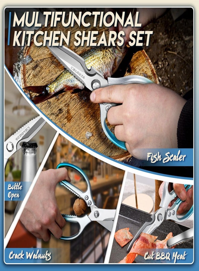 TIJERAS Kitchen Scissors Set Blue - Stainless Steel Kitchen Shear, Sharp Meat Scissors Dishwasher Safe, Heavy Duty Poultry Shears, Japanese Cooking Scissor for Food, Chicken,Turkey, Christmas Gifts - Image 2