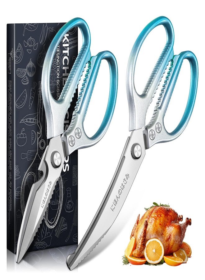 TIJERAS Kitchen Scissors Set Blue - Stainless Steel Kitchen Shear, Sharp Meat Scissors Dishwasher Safe, Heavy Duty Poultry Shears, Japanese Cooking Scissor for Food, Chicken,Turkey, Christmas Gifts - Image 1
