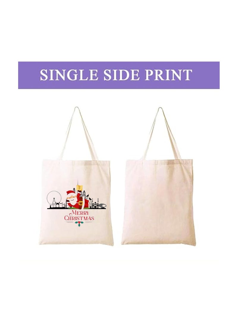 PRINTSHOP4ME Christmas Santa Cotton Tote Bag For Celebrations-Christmas Design Printed Bags For Women-Reusable Bag,Party Gift Idea And Cotton Gift Bag - Image 3