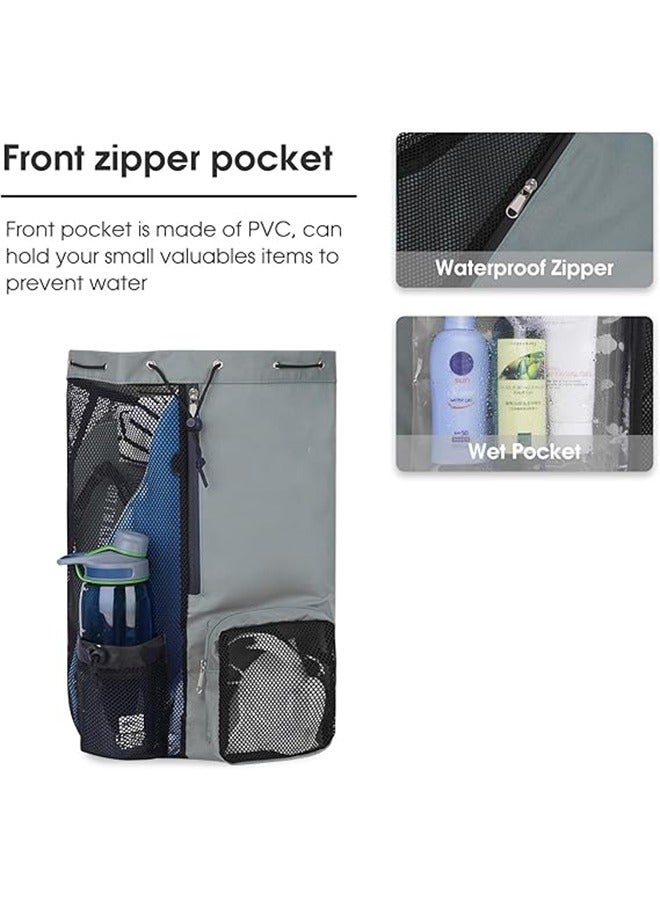 AL RAID Swim Bag Mesh Drawstring Backpack with Wet Pocket Beach Backpack for Swimming, Gym, and Workout Gear - Image 3