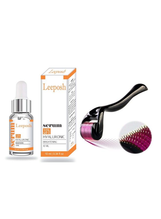 leeposh سيروم ديرما رولر فيتامين سي + حمض الهيالورونيك 10 مل لتفتيح البشرة بشكل آمن وتقليل ندبات حب الشباب - Image 4