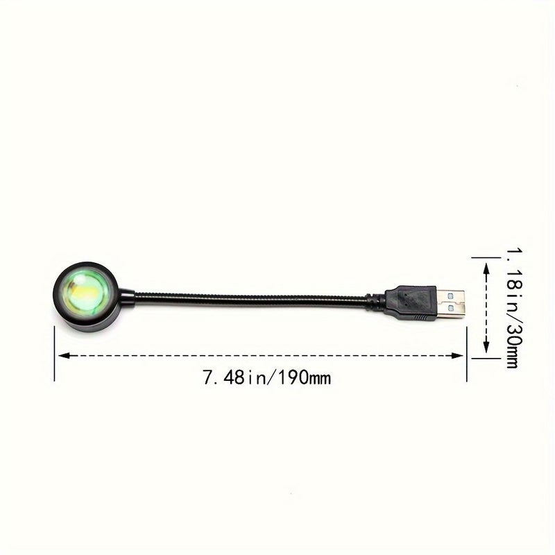 مصباح ليلي على شكل بروجيكتر USB بلون برتقالي الغروب، قابل للدوران 360 درجة لتزيين المنزل وغرفة النوم. - Image 2