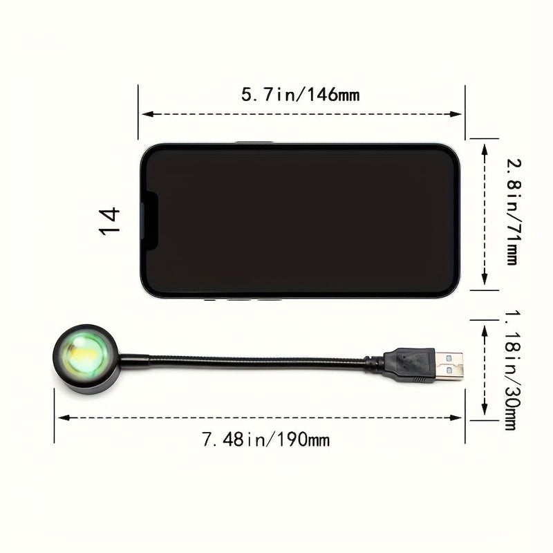 مصباح ليلي على شكل بروجيكتر USB بلون برتقالي الغروب، قابل للدوران 360 درجة لتزيين المنزل وغرفة النوم. - Image 3