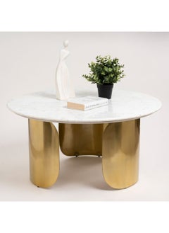 Homez Marble Coffee Table With Gold Aluminum Base Dia 79*ht: 39 cm  - Image 5