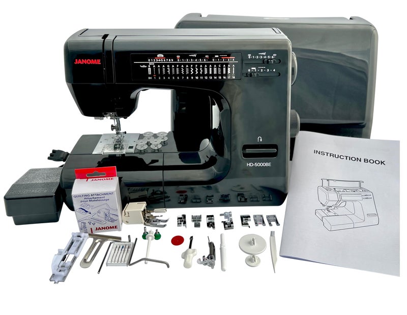 Janome Janome HD5000 Black Edition HeavyDuty Sewing Machine with Aluminum Body 18 Stitches Free Arm and BuiltIn Needle Threader 