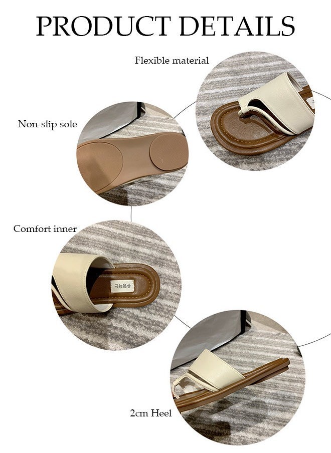 DUNISO Women's Slip On Flat Sandals Square Open Toe Slide Sandals Comfortable Women Slippers Nonslip Backless Beach Slip for Indoor and Outdoor  - Image 2