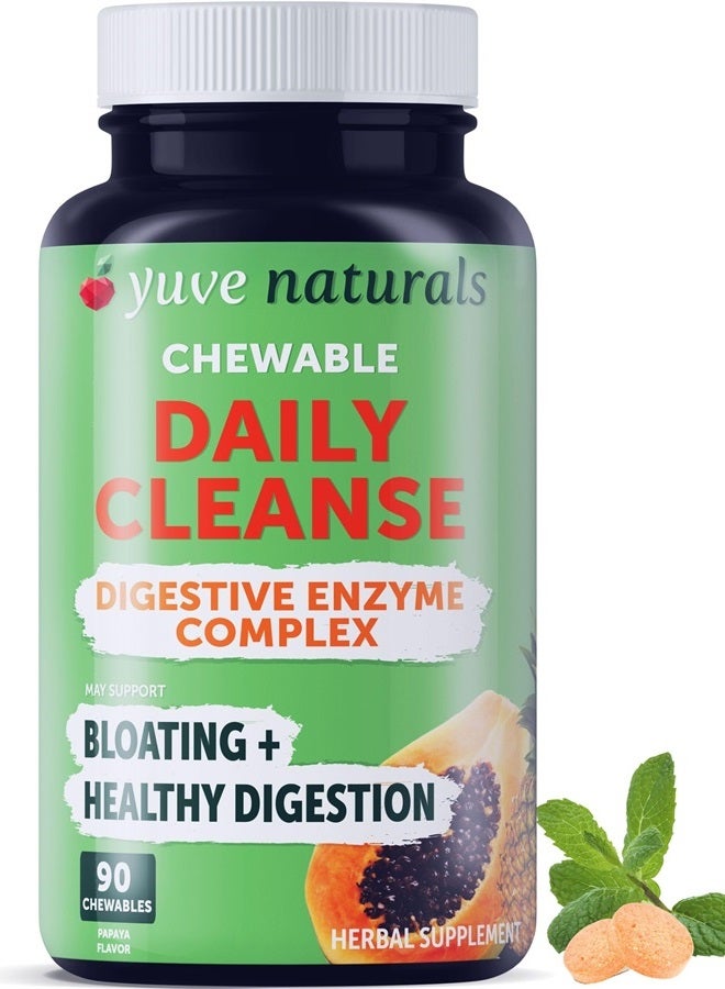 Yuve Natural Papaya Digestive Enzymes - Sugar-Free Chewable Candies - Promotes Better Digestion - Constipation & Bloating Aid, Detox, Leaky Gut Repair & Gas Relief - Vegan, Non-GMO, Gluten-Free - 90ct - Image 1