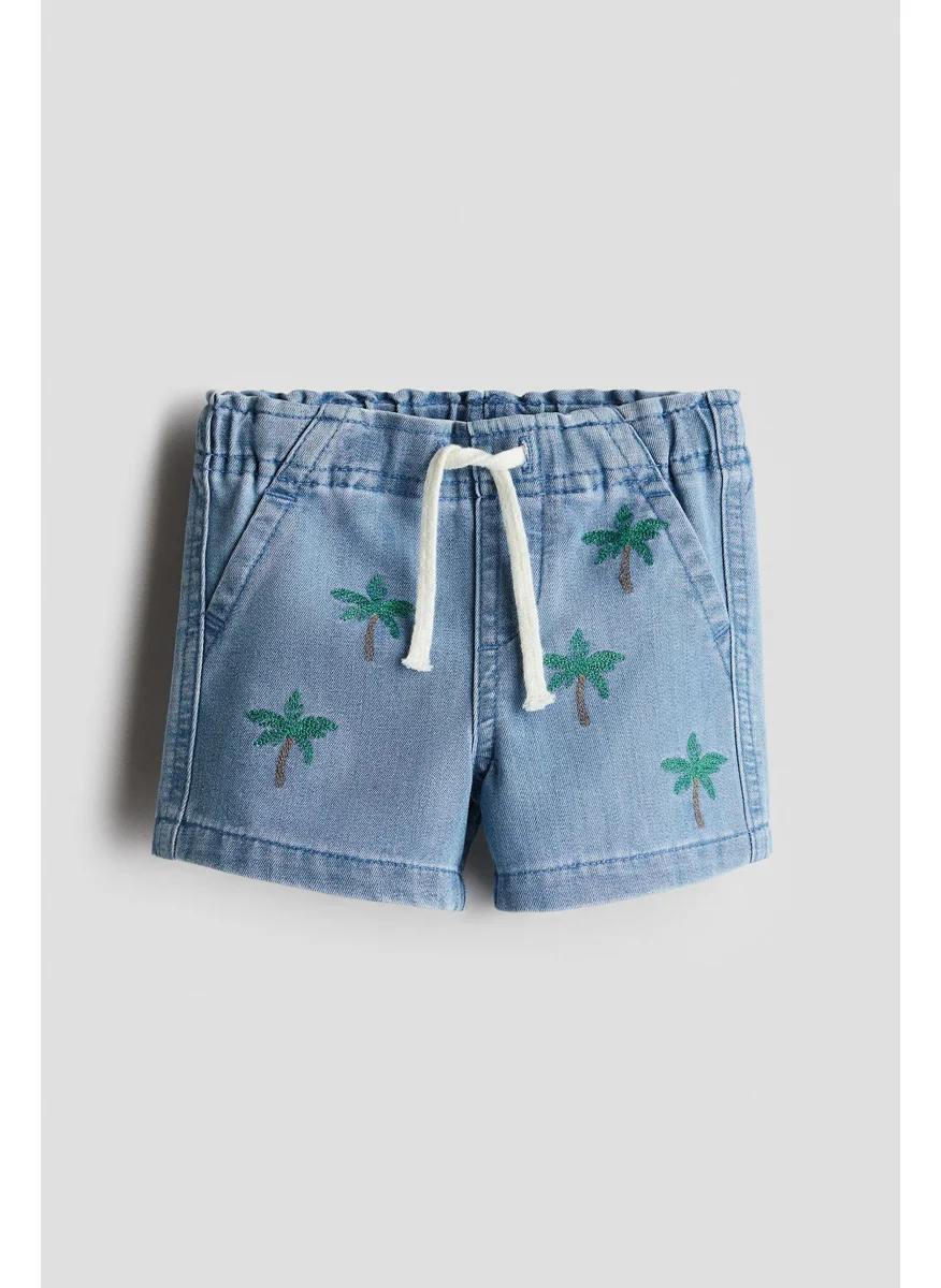 اتش اند ام Embroidery-Detail Denim Shorts