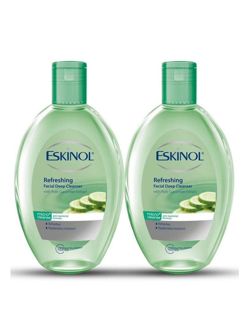 Eskinol منظف عميق للوجه بالبابايا الأبيض الناعم، عبوة من 2x225مل