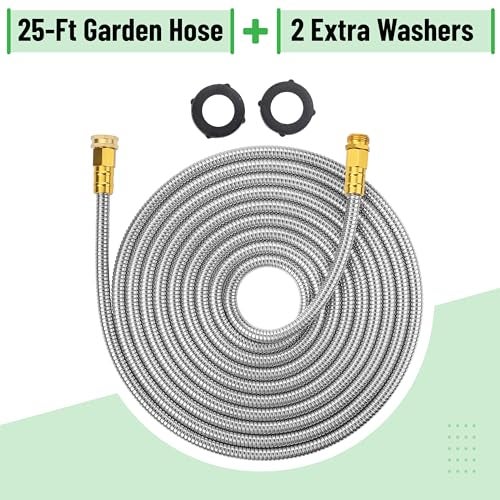 UNCO 25ft Stainless Steel No Kink Metal Garden Hose - Image 2